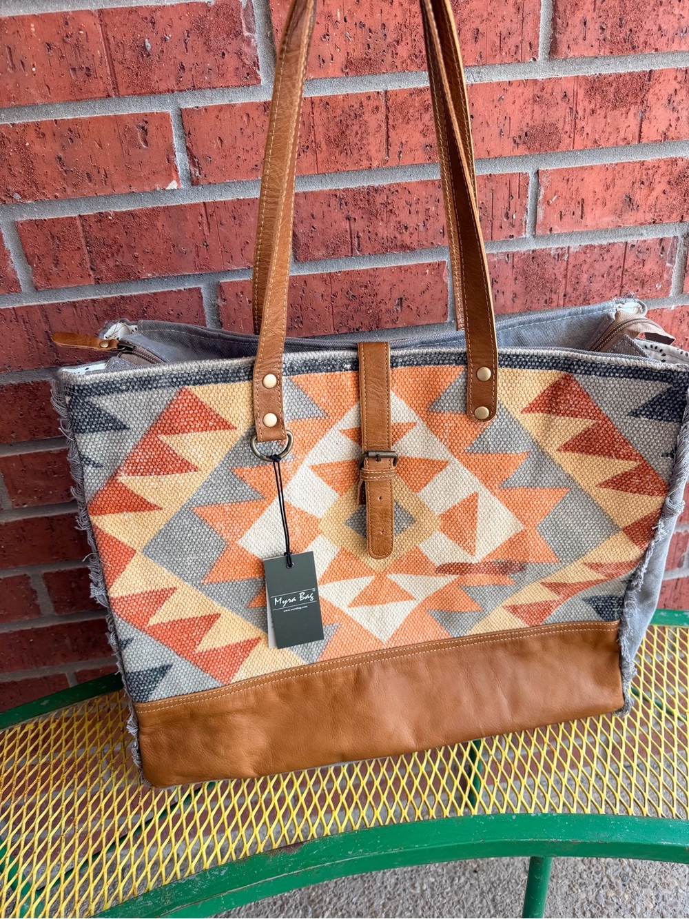 NWT Myra Bag Aztec Tote in Orange, Tan and Gray